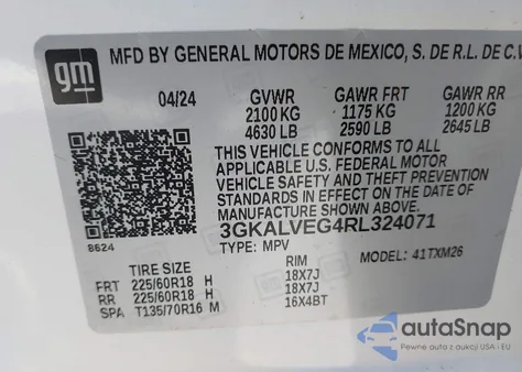 2024 GMC Terrain Awd Slt z USA, uszkodzony, nr VIN 3GKALVEG4RL324071